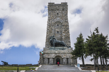 Fototapeta na wymiar Freedom monument on Stoletov mount, Shipka Pass in Balkan Mountains, Bulgaria