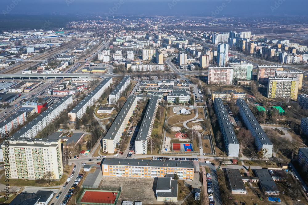 Canvas Prints Aerial drone view of Stalowa Wola city, Poland