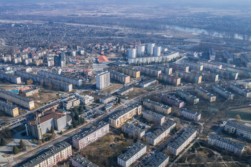 Fototapeta na wymiar Aerial drone photo of Stalowa Wola city, Poland