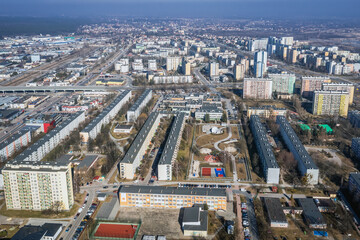Fototapeta na wymiar Aerial drone view of Stalowa Wola city, Poland
