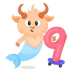 A capricorn number flat sticker vector