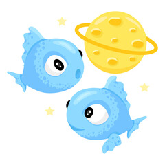 A pisces planet flat vector download