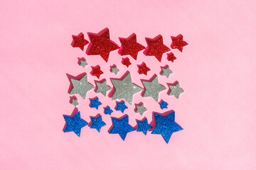Independence Day. Stars on a pink background.