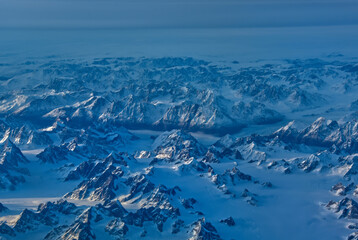 An aerial  of southern Greenland as seen from a pilots point of view.