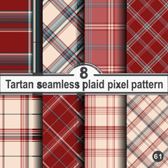 Set seamless vector check plaid colored pattern.