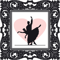 ballerina dancing with vintage frame vector design 