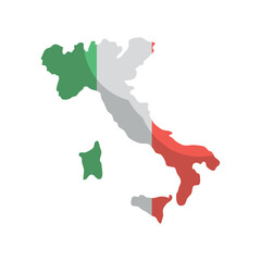 Italy map and flag