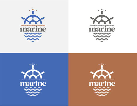 Set of logos for cruise ship sailor and travel area.