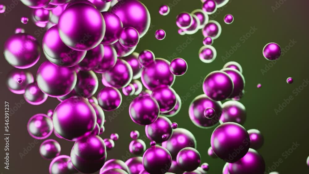 Aufkleber moving stream of bright balls. design. rising stream of bright 3d bubbles in space. bright bubbles m