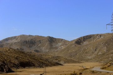 Bold mountain area without trees or shrubs with large fields in the National Park Mavrovo in Macedonia, Europe. 