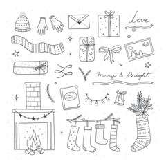 Christmas vector illustrations. Cute Christmas doodles