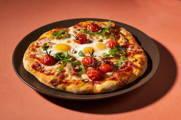 breakfast pizza with eggs,