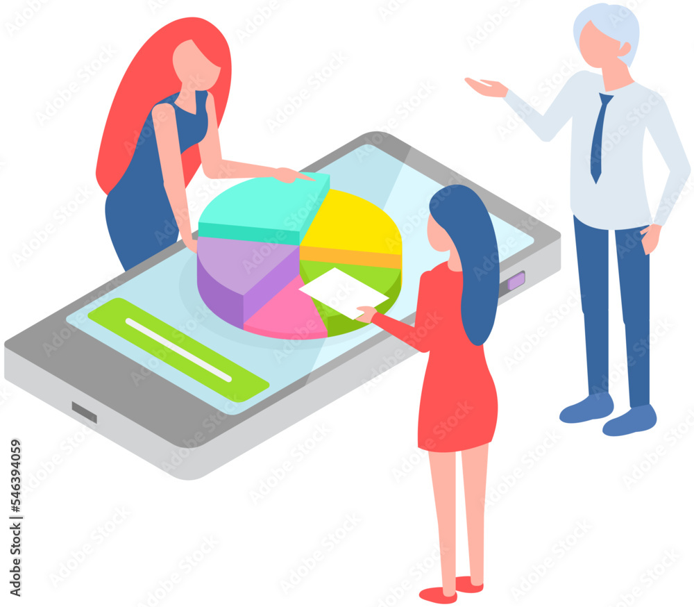 Poster people analyzing chart, doing data analysis. business data researching. increase sales and skills. a