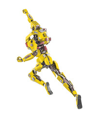 cyber mechis is flying up very fast rear view