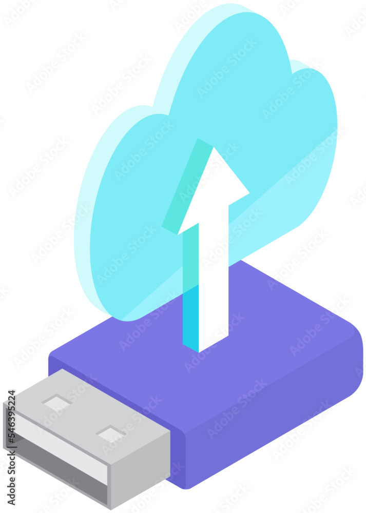 Poster usb flash drive icon isolated on white background. memory stick sign in flat style, storage device. 