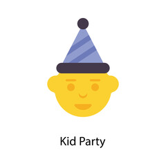 Kid Party vector Flat  Icons. Simple stock illustration