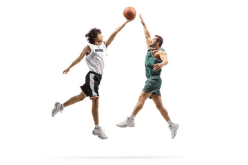 Professional athletes playing basketball