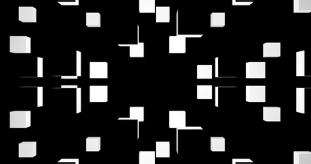 Render with minimalistic black and white cubes