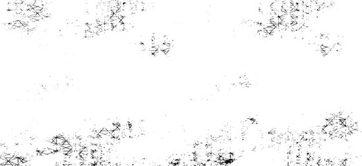 Monochrome texture composed of irregular graphic elements. Distressed uneven grunge background. Abstract vector illustration. Overlay for interesting effect and depth. Isolated on white background.