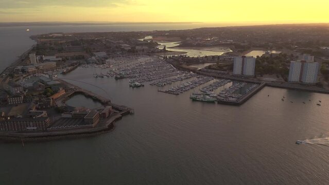 Generic sunset aerial view of Gosport in Southern England
