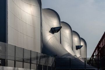 Paris, France - 11 12 2022: La Villette. Modern gray facade of an inflatable structure building