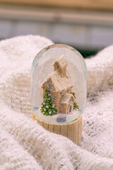 snowballs with house and tree inside