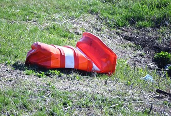 Crumpled Construction Barrel