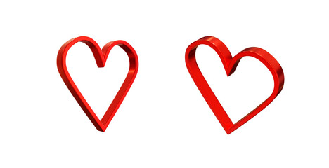 Open Flat Hearts 3D Illustration png transparence