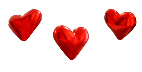 Hearts many positions 3D Illustration png  transparence