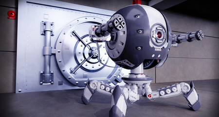 Robot protecting in Vault Door scene