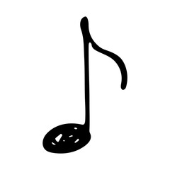 Music note doodle. Hand drawn musical symbol. Single element for print, web, design, decor, logo