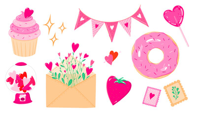 Colorful Valentine's Day vector set.