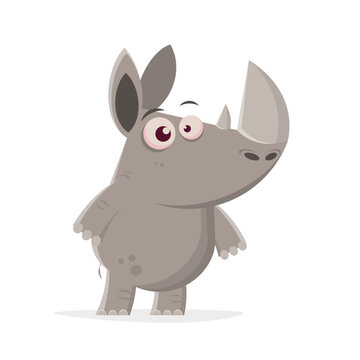 funny illustration of a cartoon rhino