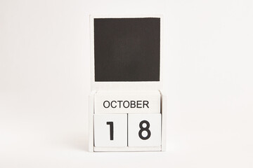 Calendar with the date October 18 and a place for designers. Illustration for an event of a certain date.