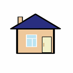 A small beautiful house on a white background. Creating icons. An element for a real estate agency website, illustration, flat design style.