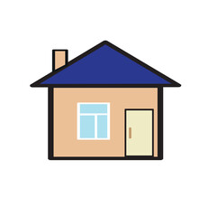 A small beautiful house on a white background. Creating icons. An element for a real estate agency website. Vector illustration, flat design style.