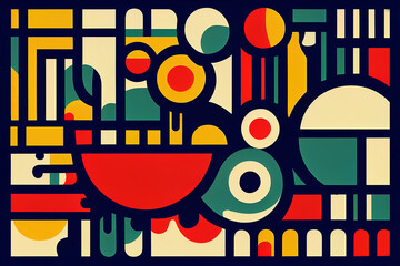 abstract design in memphis style, design trends 2022-2023, 2d illustration of geometric abstraction