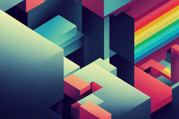 background illustration in the style of 2d and 3d mash up, abstraction, design trends 2022-2023, 2d art