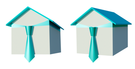 House with necktie 3D Ilustration png transparence
