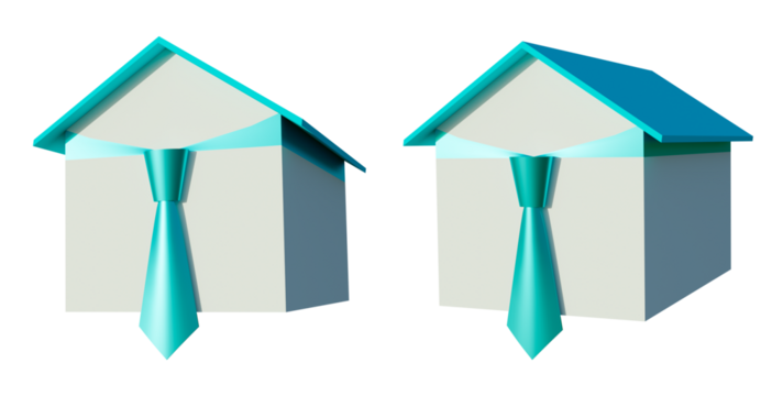 House with necktie 3D Ilustration png transparence