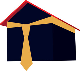 House with necktie symbol logo vector