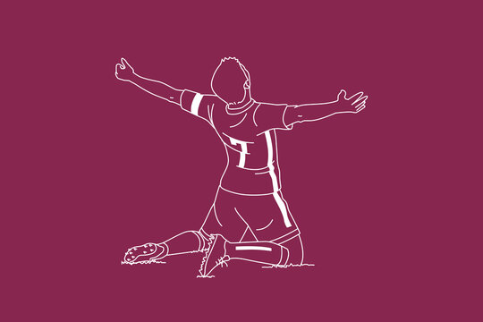 soccer player. outline vector illustration.