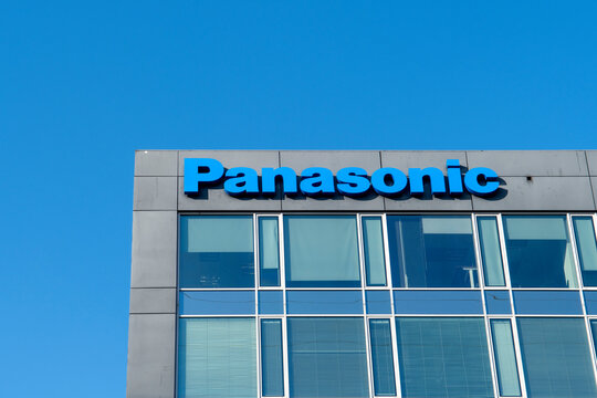 Warsaw, Poland, October 20, 2022: Panasonic sign on building facade