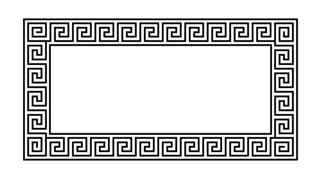 Greek ornament frame. Meander rectangle pattern. Ancient Greek fret border. Geometric meandros motif. Vector