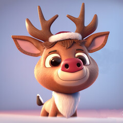 a cute 3d rendered reindeer in Christmas costume