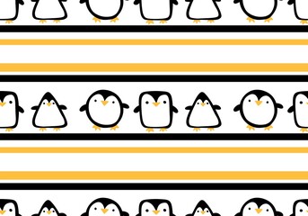 Winter animals seamless penguin cartoon kawaii Christmas fish pattern for wrapping paper and kids clothes print © Tetiana