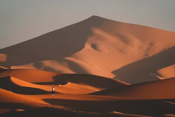 Papier Peint photo Maroc merzouga desert sahara sand dunes in morocco