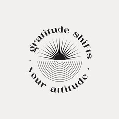 Brutalism style illustration. Gratitude - motivational & self-development wall art in Y2K aesthetic. Minimalist monochrome print feat geometric shapes and abstract shapes. Trendy brutalist poster.