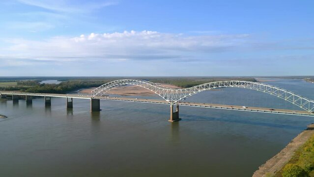 Hernando do Soto Bridge in Memphis between Arkansas and Tennessee - aerial view - aerial view