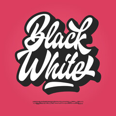 Black White. Original Brush Script Font with many alternate characters. Vector
